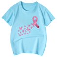 thumbnail image 4 of Girls T Shirts Crew Neck Short Sleeve Cancer Awareness Print Tee Casual T Shirts for Girls Size 11-12Y, 4 of 4
