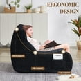 thumbnail image 4 of Giant Bean Bag Chairs for Adults, Chenille Lazy Floor Sofa with 21-inch High Backrests and Side Pocket, Cozy Accent Lounge Chair for Living Room, Black, 4 of 8