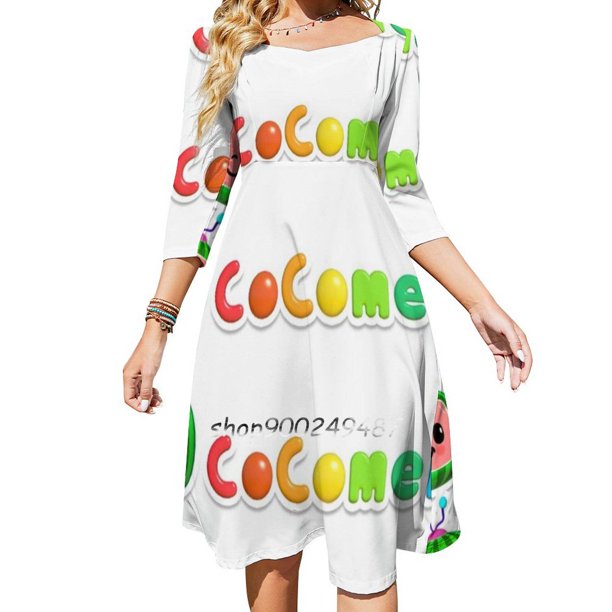 Vestido de cuello cuadrado, bonito vestido holgado con estampado, elegante vestido de fiesta en la playa, programa infantil de dibujos animados, Youtube, bebé, Youtuber, cumpleaños para niños
