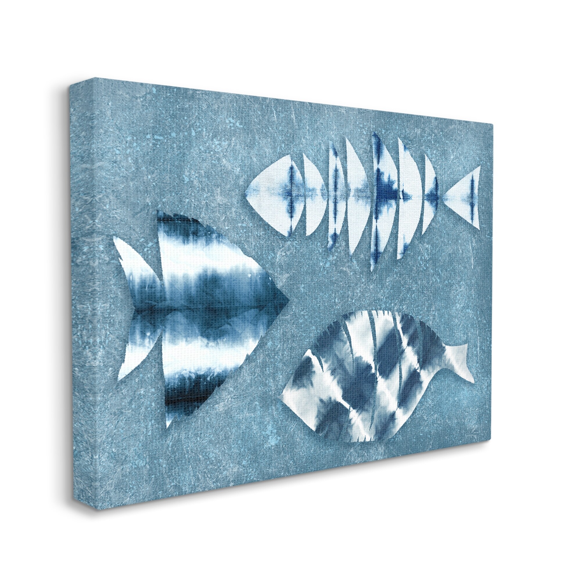 Stupell Industries Abstract Fish Silhouette Shapes Blue Tie Dye Pattern, 30 x 24,Design by Ziwei Li