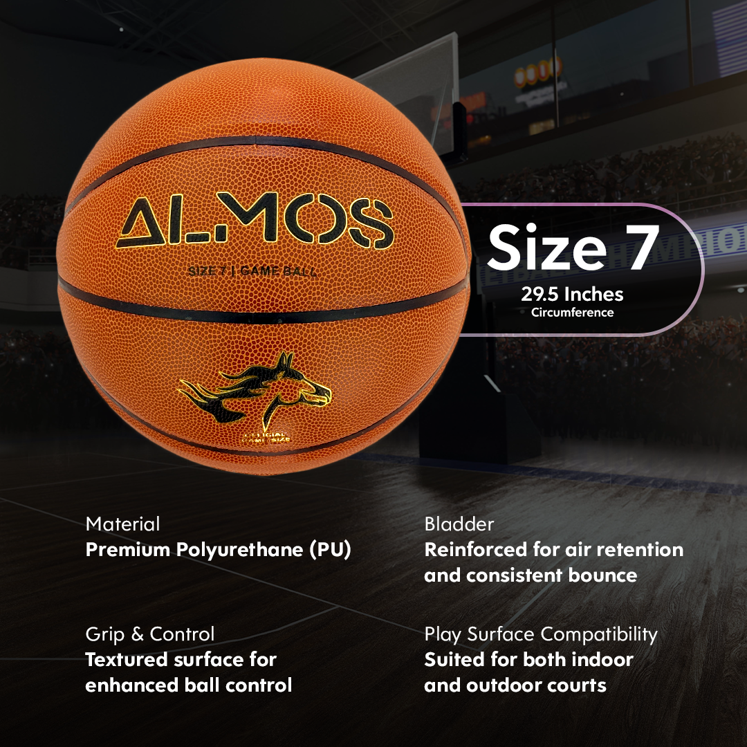 Almos Sports Polyurethane (PU) Basketball for Indoor and Outdoor Basketball - 29.5" Size 7