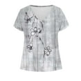 thumbnail image 4 of ZQUUVOU Women's Casual T-Shirt Boho Printing Short Sleeve V-Neck Blouse Gray (2XL), 4 of 5
