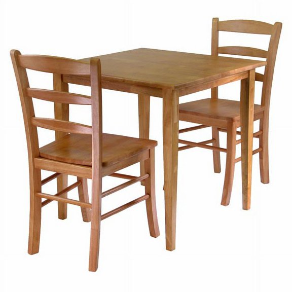 Contemporary Home Living Set of 3 Light Oak Beige Dining Table and Chairs, 34.50”