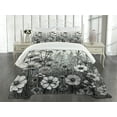 thumbnail image 2 of Ambesonne Black and White Quilted Bedspread Set 3 Pcs, Vintage Meadow Art, King Size, Off White and Taupe Grey, 2 of 4