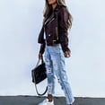 thumbnail image 6 of Aimik Women's Faux Leather Moto Jacket Classic Asymmetrical Zip-Up Biker Coat with Belted Waist and Pockets Slim Fit Fall Outerwear, 6 of 6