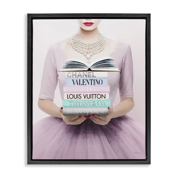 Stupell Industries Glam Fashionista with Books Black Floating Frame Canvas Art, 17 x 21, by Amanda Greenwood