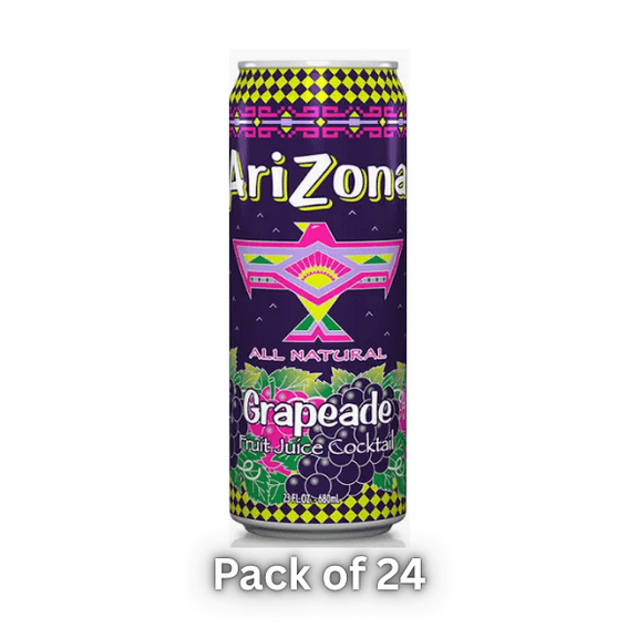 Arizona Iced Tea Grapead Real Brewed, 23 fl oz Cans, 24 Pack