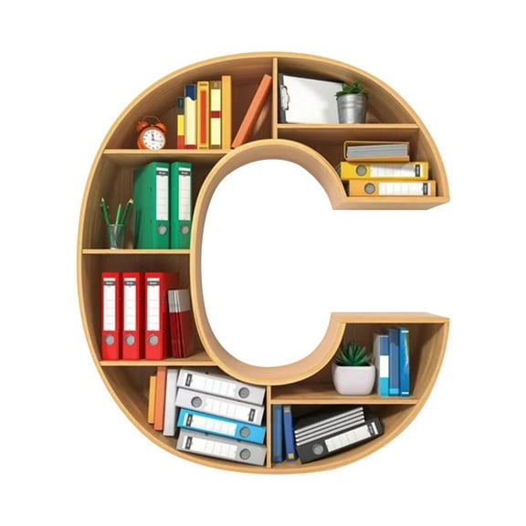 CuiLiyq Bookcase Hanging A to Z Letter Shaped Bookshelf Pendant, Christmas Tree Hanging Decorations, Acrylic Ornament Xmas Decor (Acrylic, Letter-C)