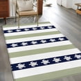 thumbnail image 3 of Sea Turtle Green Stripes Washable Area Rugs 2.7'x5', Black White Green Stripe Decor Low Pile Throw Living Room Rug Non-Slip Sturdy Edge Binding Carpet for Indoor Entryway Bedside Kitchen, 3 of 9