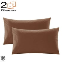 Luxtrada Set of 2 Premium 1800 Ultra-Soft Polyester Pillowcase Set with Envelope Closure Pillow Cover for Home Bedroom Hotel Travel (Queen Size,Coffee)