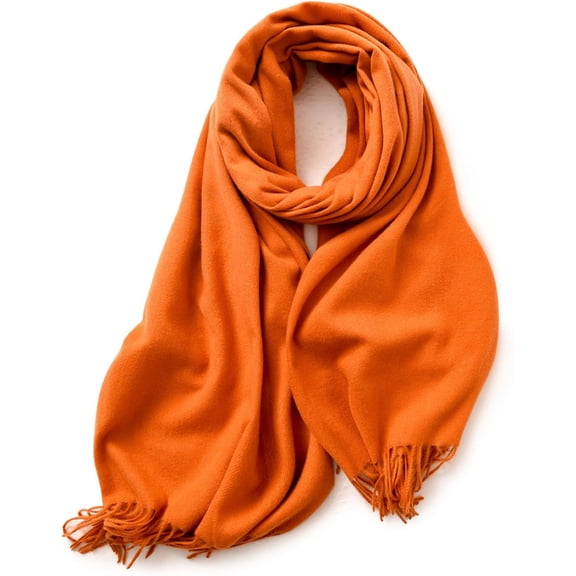 CoCoMangos Women's Winter Warm Wool Blend Scarf Lady's Pure Color Warm Shawl Wraps with Tassels