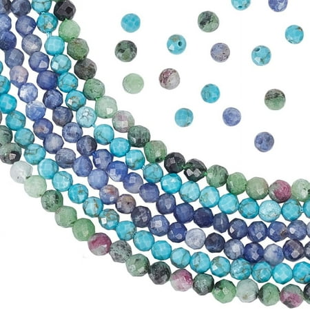 3 Strands Mixed Gemstone Faceted Beads 3 Style Star Beads Natural and Synthetic Round Stone Beads Beading Loose Gemstones for Bracelet Necklace Earrings Making