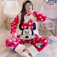 thumbnail image 4 of Disney Mickey Mouse invierno nuevo pijama de franela para mujer pijamas de seda conjunto de ropa de descanso térmica y de terciopelo de dibujos animados para mujer HelloKitty, 4 of 5