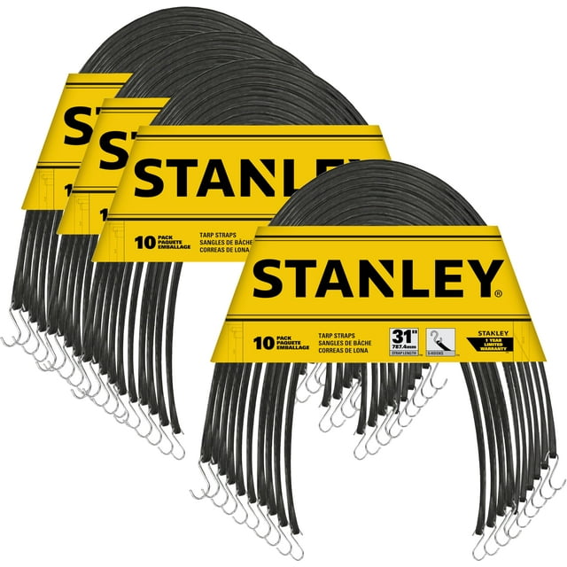Cordones elásticos de lona de goma STANLEY S300431 negros, paquete de 40