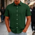 thumbnail image 2 of Delconic Mens Short Sleeve Button Down Shirt Casual Camp Collar Summer Loose Fit Lightweight Daily Wear Open Front Top Green S, 2 of 6