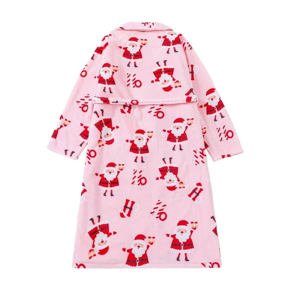 NAFUU Women's Robes Cute Bow Print Soft Flannel Winter Robe Cozy Bathrobe Christmas Pattern Bathrobes Sleepwear Loungewear Cold Weather Leisure Jammies