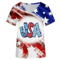 thumbnail image 4 of Birdeem T-Shirt Décontracté à Manches Courtes Col en V Imprimé pour Femmes Jour de l'Indépendance Usa, 4 of 4