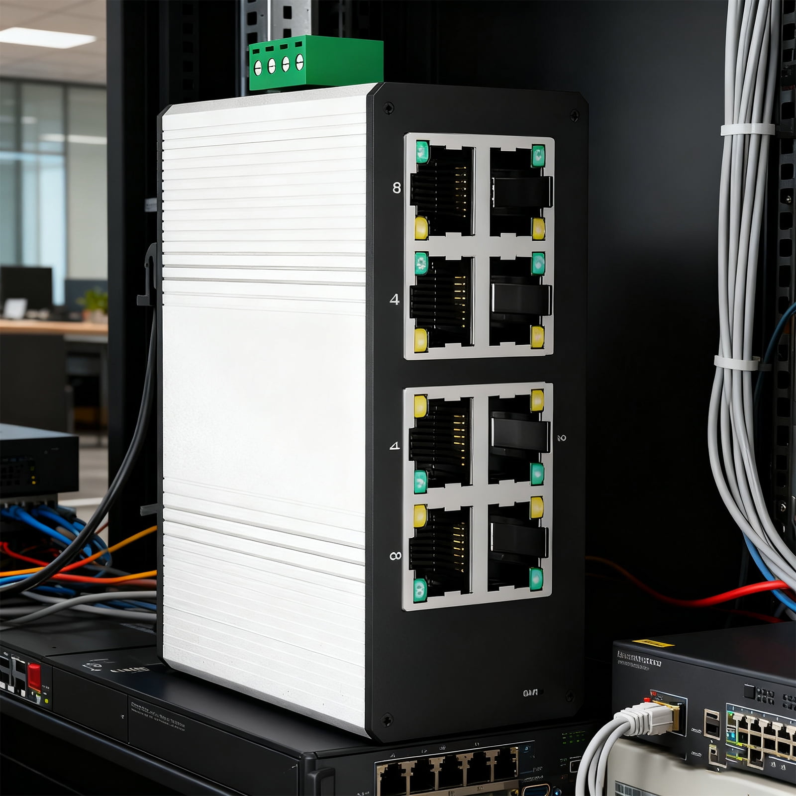 Industrial Miniature 8 Port Gigabit Ethernet Switches Aluminum Shell Din Rails Mount PoEs Switches For Tight Space