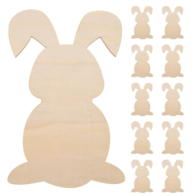 10 Pcs Lapins de Pâques en Bois Découpés Tranches de Bois