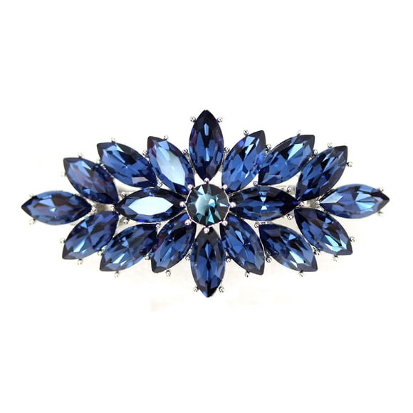Faship Gorgeous azul marino Rhinestone cristal floral pasador de pelo clip