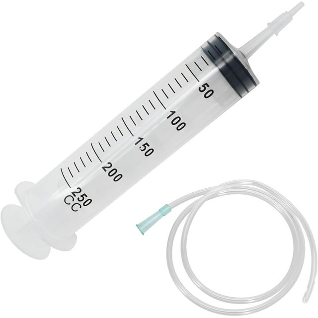 HUGFEGWE 250ml Large Syringe ,Plastic Syringe with 40 Inches Plastic Tubing for Scientific Labs,Liquid,Plant Irrigation,Perfumes,Inks,Feeding Pets CJB91-89443
