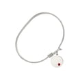 thumbnail image 2 of 6 1/4 inch Oval Eye Hook Bangle Bracelet w/ Plain Disc medal charm w/ July Red Swarovski Crystal, 2 of 3