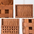 thumbnail image 5 of Hand Woven Wood Wall Hanging Basket, Farmhouse Wall Mount Storage Organizer, 14.17x10.63x1.57 Inch Handcrafted Woven Basket With Jute Cord For Kitchen Entryway Bedroom Wall Decor, 5 of 8
