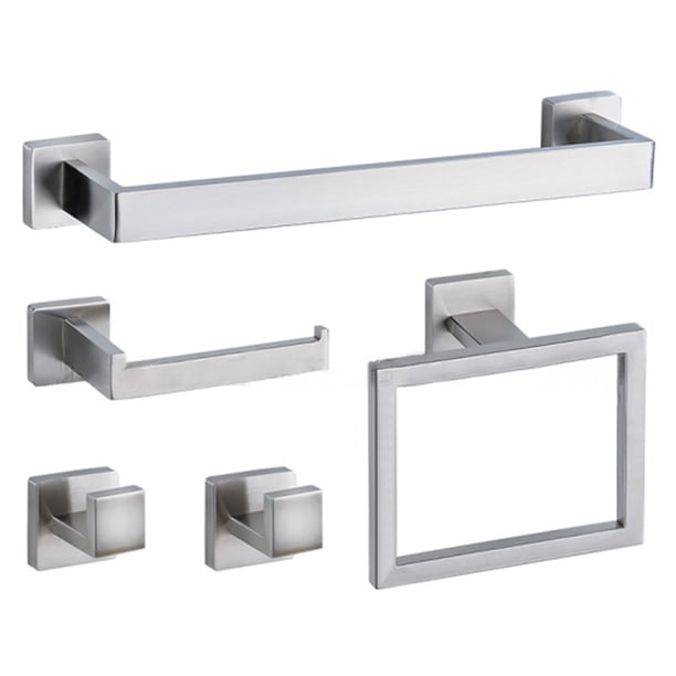 Juego de Accesorios de Baño Yuarrent Toallero de Acero Inoxidable Soporte de Papel Gancho Plata
