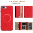 thumbnail image 3 of Allytechgroup Case for Apple iPhone 8 Plus/7 Plus, 2-in-1 Detachable Magnetic RFID Blocking Wallet Shell [Compatible with MagSafe] Stand PU Leather Cover with Credit Card Slots/Cash Pockets, Red, 3 of 11