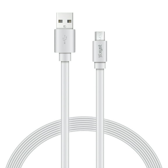 XYST XYS-M4604F Charge and Sync USB to Micro USB Flat Cable, 4 ft. (White)