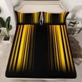 thumbnail image 2 of Homewish Neon Stripe Twin Sheet Sets,Modern Geometric Print Twin Fitted Sheet,Yellow Black Flat Sheet For Girls Boys,Ultra Soft Home Decor,3-Piece, 2 of 7
