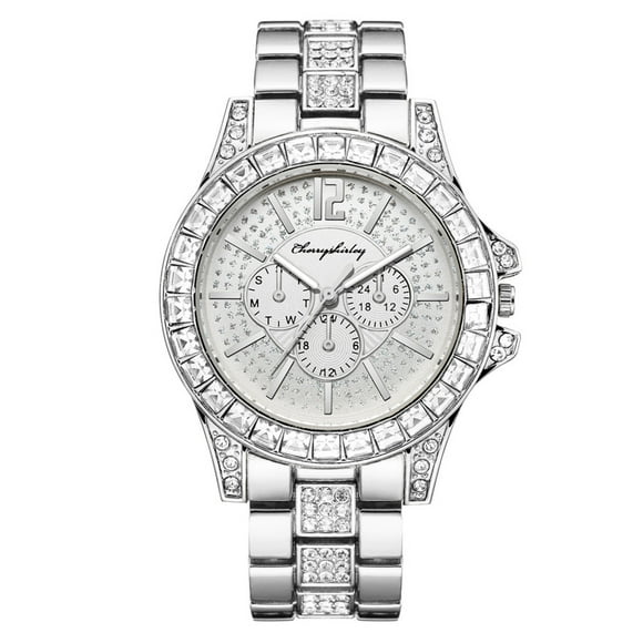 TopLLC Women's Watch Easy Read Wrist Watch Cherryshirley Women Luxury Diamond Watch Quartz Watches Stainless Steel Strap Fashion Watch for Women