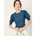thumbnail image 4 of Moomaya Printed Tops For Women, Smocked Short Sleeve Round Neck Casual Tunic Top, 4 of 8