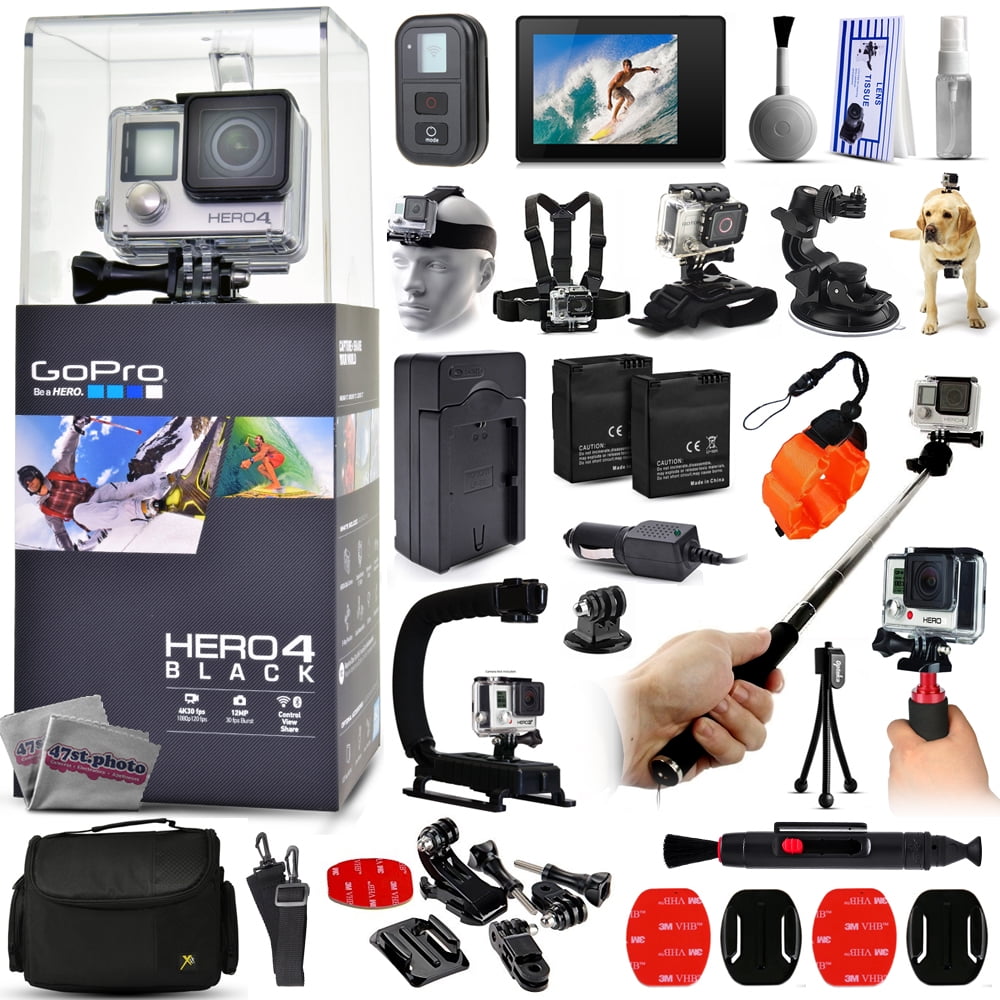 Buy GoPro Hero 4 HERO4 Black Edition CHDHX-401 with LCD Display + WiFI Remote + Selfie Stick + X-Grip Action Stabilizer +... by GoPro