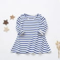 thumbnail image 2 of JSGEK Toddler Girls Striped T Shirt Dress Crewneck Long Sleeve Cotton Casual Loose Spring Summer Dresses Blue 6 Months, 2 of 9