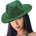 thumbnail image 3 of LINLIN Rhinestone Fedora Hats Wide Brim Panama Hat Casual Jazz Hats for Men Women, 3 of 3