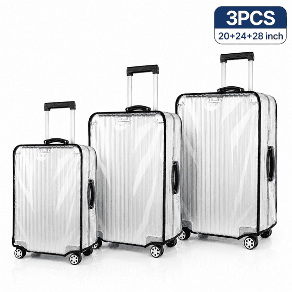 Suitcase Covers Luggage Cover Protector,Clear PVC Transparent Waterproof Suitcase Sleeve for 20" 24" 28" Wheeled Suitcases 3PCS
