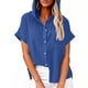 thumbnail image 2 of Vestidos Casuales Para Mujer, Blusas De Mujer De Moda Blusa de lino con cuello en V y manga corta para mujer, estilo túnica de verano con capucha y botones sueltos, 2 of 6