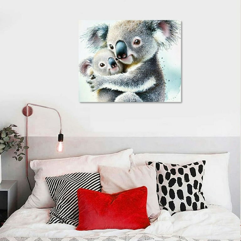 Patifu koala Mom and baby Animals. Watercolor Art Print, playroom