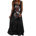 thumbnail image 1 of TRKIYQC Vestido de Verano para Mujer, Correas de Hombro Corbata Calavera/Calavera Rosa/Calavera de Diamantes de Imitación Vestido de Escote Redondo, Señoras Sueltas-Fits Largo de una Pieza TRKIYQC moda, 1 of 3
