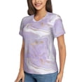 thumbnail image 2 of Zufioo Lavender Glitter Foil Stripes Print Women's Classic V-neck T-shirt, V-neck Short-sleeved Tops Home Wear, Suitable for Daily Life, Work, Outdoors-Large, 2 of 8