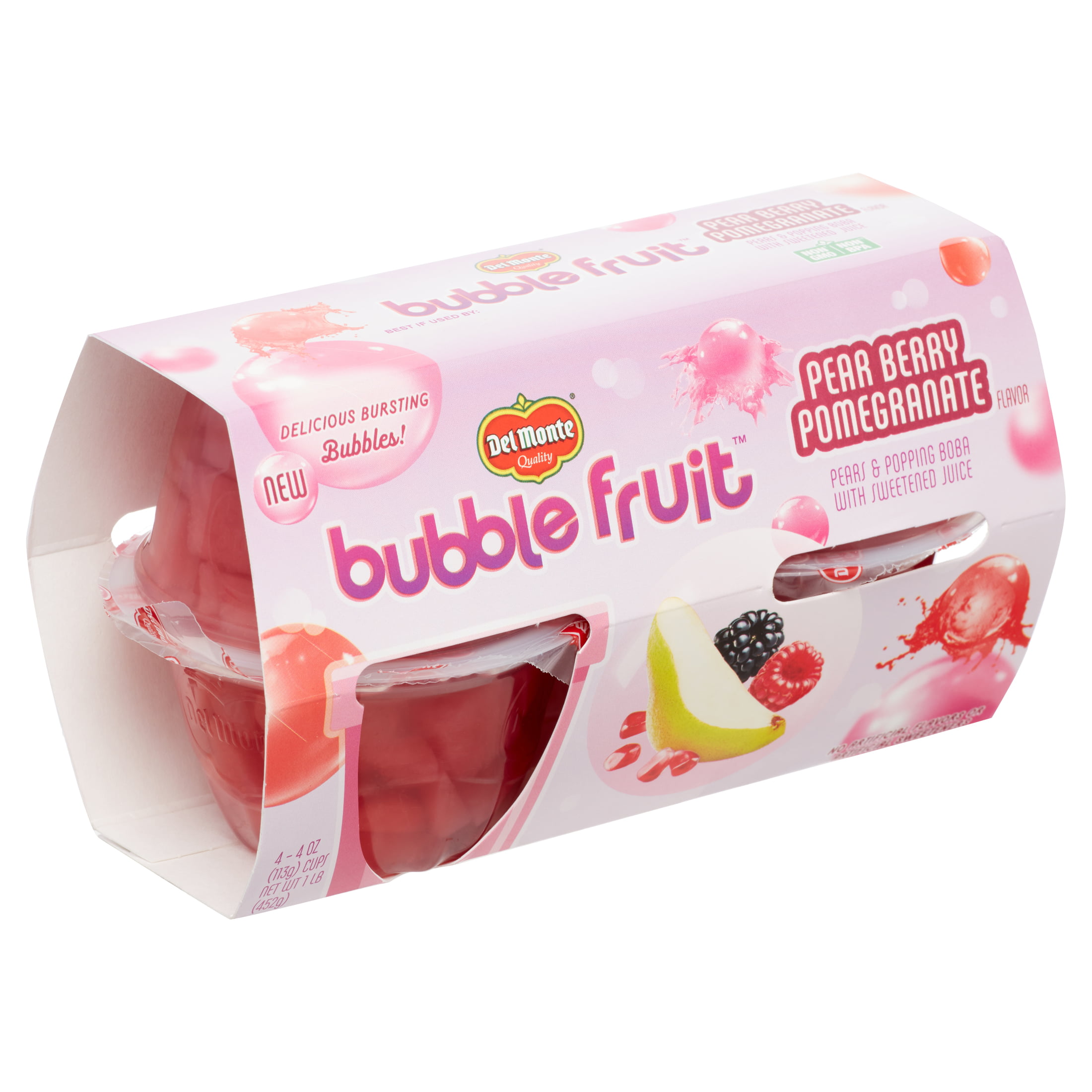 Del Monte Bubble Fruit Pear Berry Pomegrantae Pears & Popping Boba in  Sweetened Juice Cups 4 Count, 16 oz - Ralphs