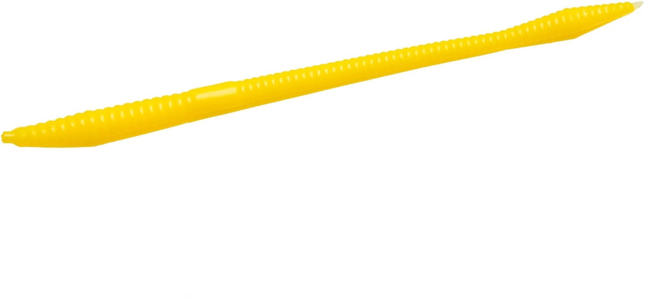 (2 pack) Zoom Trick Worm Freshwater Bass Fishing Soft Bait, Yellow, 6 1/2", 20-pack