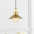 thumbnail image 1 of JONATHAN Y JYL6120A Colin Adjustable Iron/Glass Retro Hurricane LED Pendant, ContemporaryGlamMid-Century ModernModernTransitional, Dimmable, for Kitchen, Living Room, 9.75", Brass Gold, 1 of 1