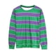 thumbnail image 1 of Camiseta de manga larga Lars Amadeus Cuello redondo a rayas para hombre Verde púrpura S, 1 of 6