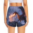 thumbnail image 2 of Lsque Winter Fire Dragon Printed Women's Running Shorts with Liner Pockets,Elastic Quick Dry Workout Athletic Gym Yoga Shorts,Womens High Waist Shorts-, 2 of 9