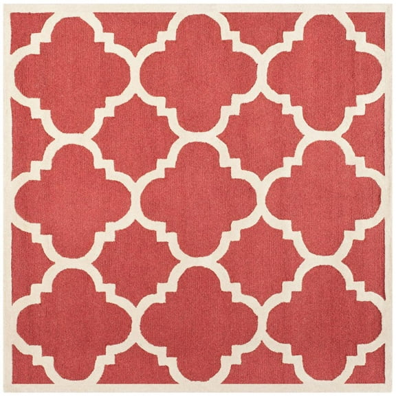 SAFAVIEH Cambridge Justine Geometric Wool Area Rug, Rust/Ivory, 8' x 8' Square