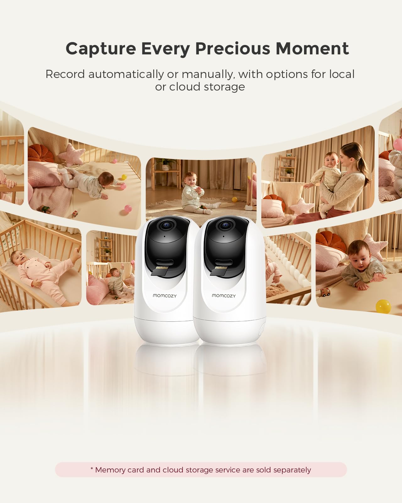 Momcozy Smart WiFi Baby Monitor with 2 Cameras, 5’’ 1080P Split Screen Video Baby Monitor with Camera and Audio, Clear Night Vision, 5000mAh Battery, 2-Way Audio