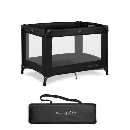 Dream On Me Nest Portable Play Yard with Carry Bag and Shoulder Strap, Black