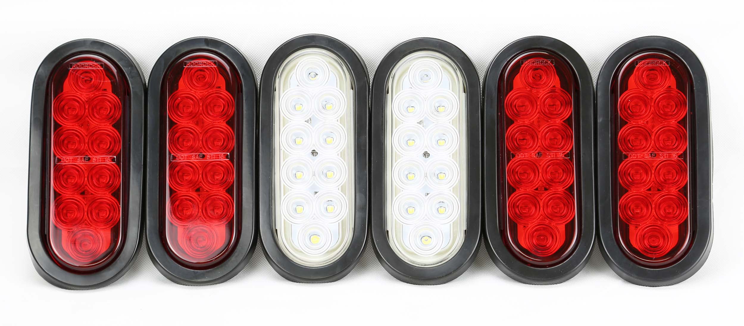 2 Red 6" Oval 10 LED Trailer Stop/Turn/Tail Light w/ Grommet and Plugs 24004